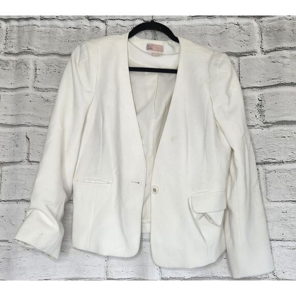 Chelsea28 White Lined Blazer One Button Womens Size Large Career - Picture 1 of 5